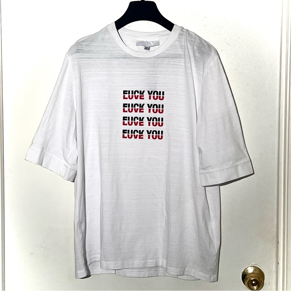 NWT! Neil Barrett slub knit t-shirt F*ck/Love, 100% cotton, made in Portugal